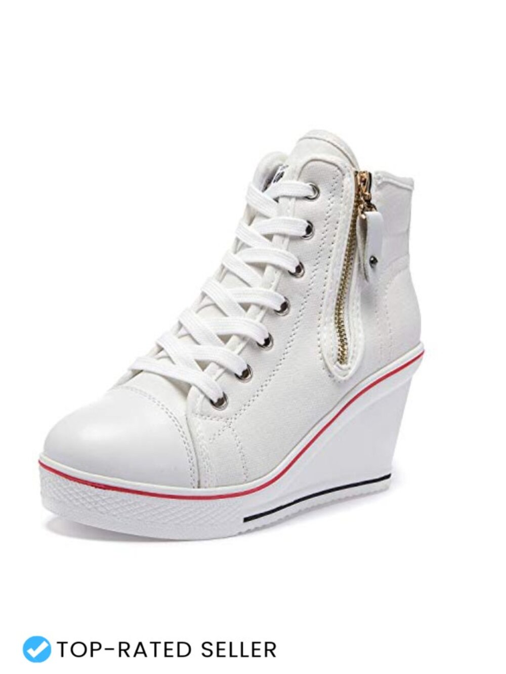Women's Canvas High-Heeled Platform Wedge Sneakers